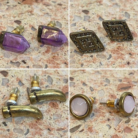 Earrings Bundle x5 Assorted Gemstone Amethyst Costume - Picture 2 of 6